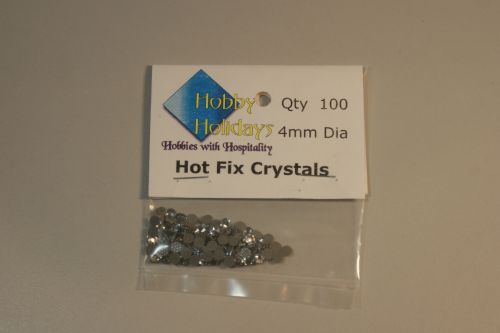 Crystals 4mm Dia Clear Hot Fix  100 pack